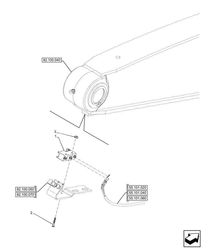 Схема запчастей Case 580N - (55.415.010) - LOADER ARM, BUCKET, LEVEL INDICATOR (55) - ELECTRICAL SYSTEMS