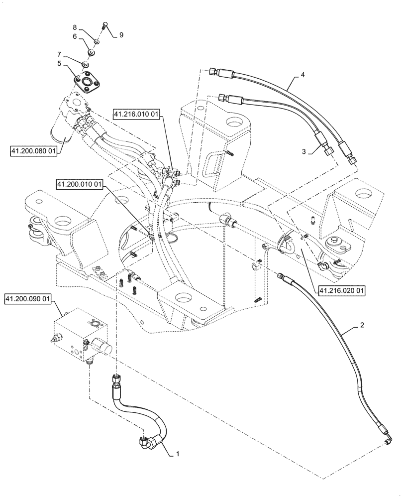 Схема запчастей Case 621G - (41.200.020[01]) - VAR - 782441 - STANDARD STEERING - W/O JOYSTICK (41) - STEERING