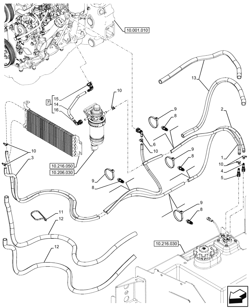Схема запчастей Case 580SN - (10.216.040) - FUEL TANK (10) - ENGINE