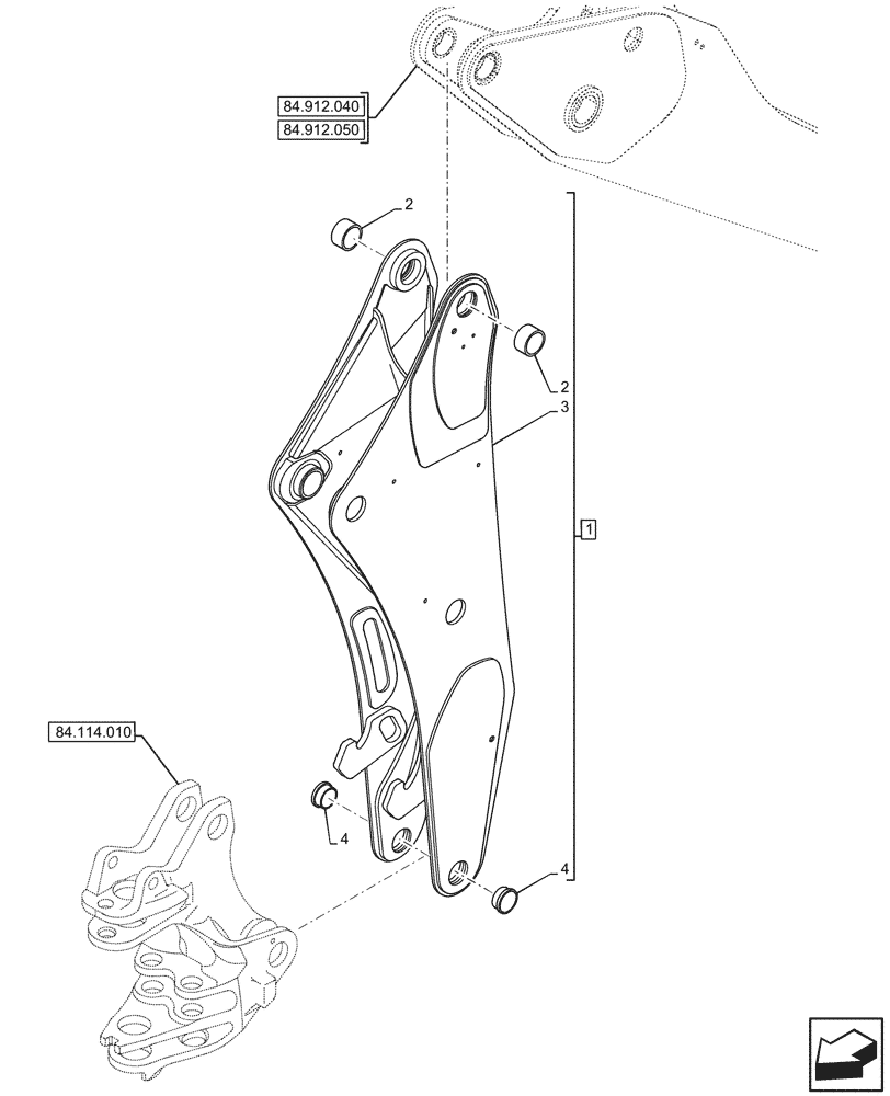Схема запчастей Case 580N EP - (84.910.010) - BOOM (84) - BOOMS, DIPPERS & BUCKETS