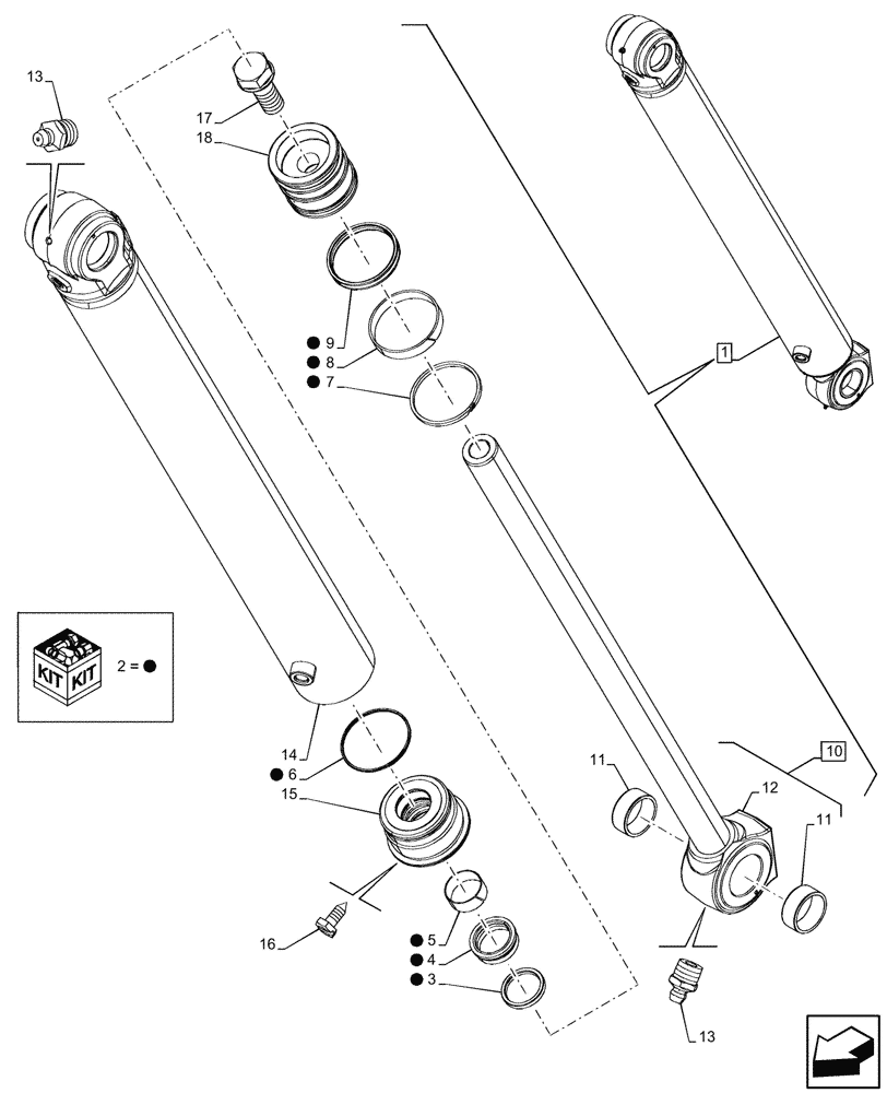 Схема запчастей Case 580SN - (35.736.040) - BACKHOE BOOM CYL. SECTION, CYLINDER, COMPONENTS (35) - HYDRAULIC SYSTEMS