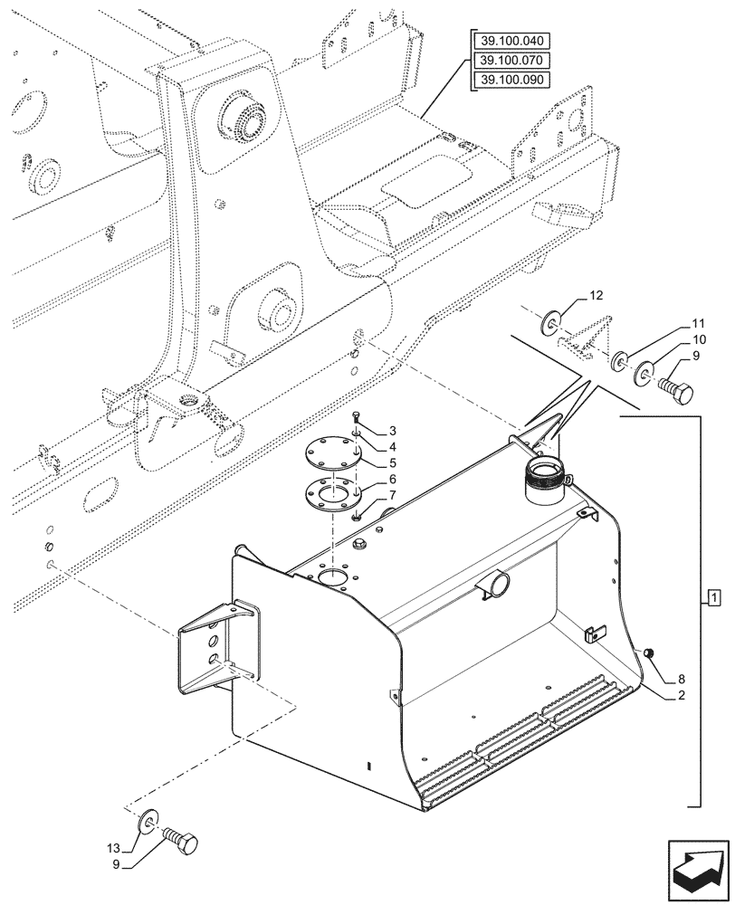 Схема запчастей Case 580SN WT - (35.300.010) - HYDRAULIC OIL RESERVOIR (35) - HYDRAULIC SYSTEMS