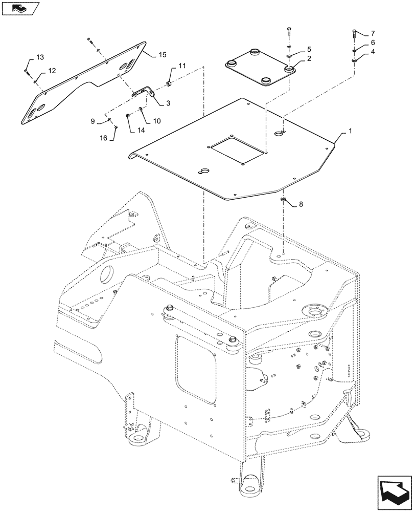Схема запчастей Case 721G - (90.116.070) - TRANSMISSION GUARD (90) - PLATFORM, CAB, BODYWORK AND DECALS