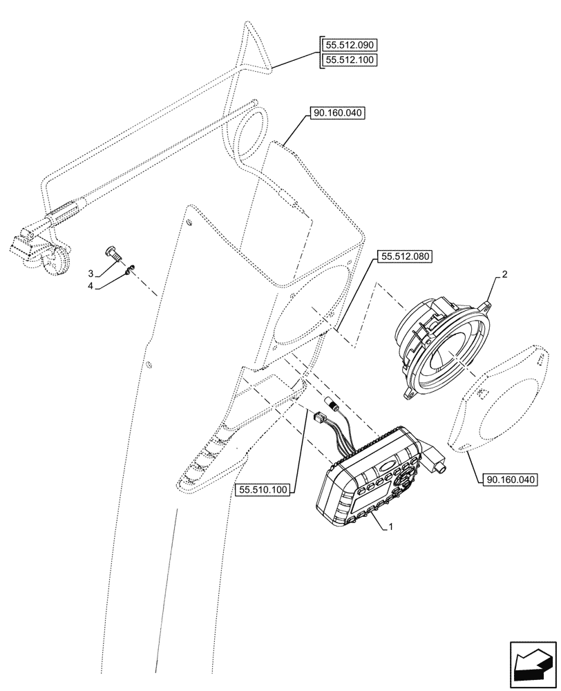 Схема запчастей Case 580N EP - (55.512.120) - VAR - 423077 - RADIO (55) - ELECTRICAL SYSTEMS