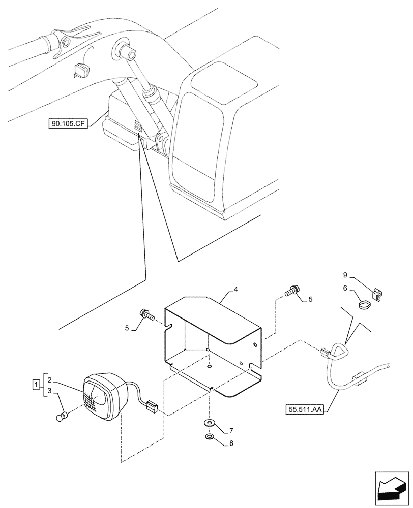 Схема запчастей Case CX300D LC - (55.404.AL[02]) - FRONT LIGHT - ASN NGS7N1136 (55) - ELECTRICAL SYSTEMS