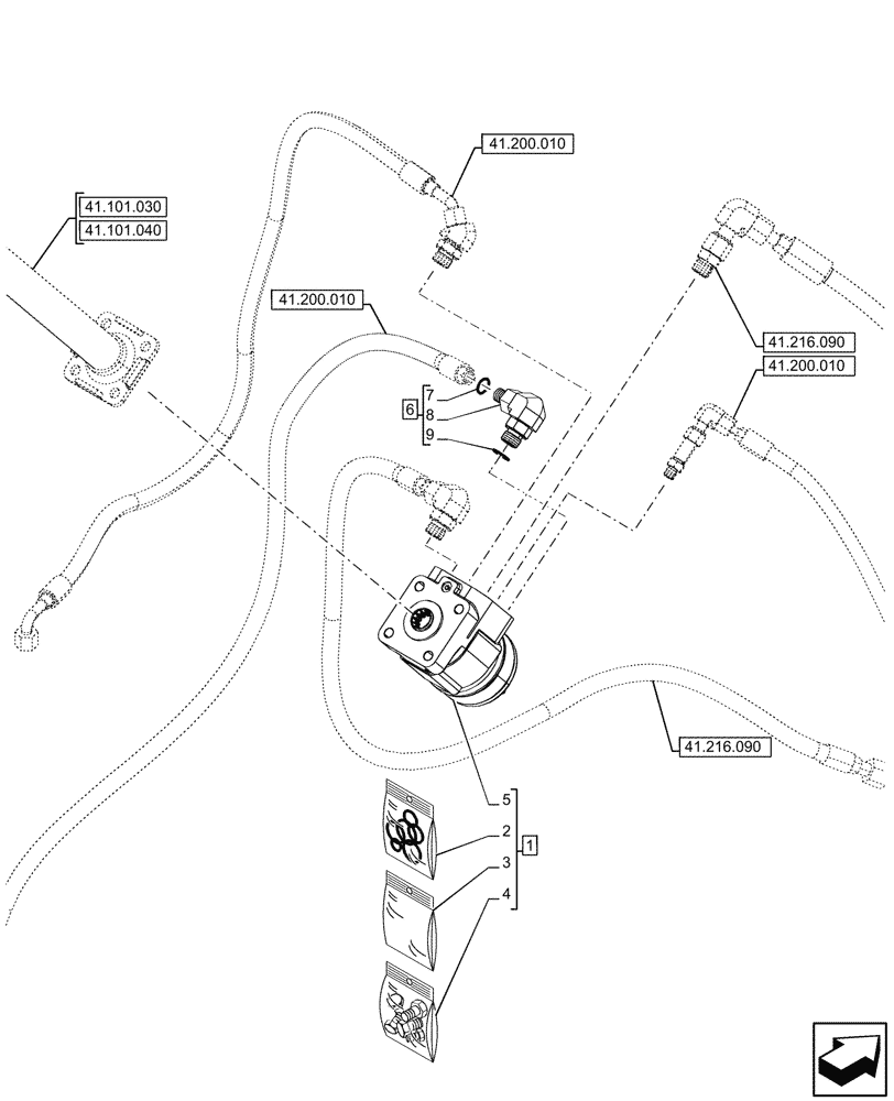 Схема запчастей Case 580SN WT - (41.206.010) - POWER STEERING PUMP (41) - STEERING