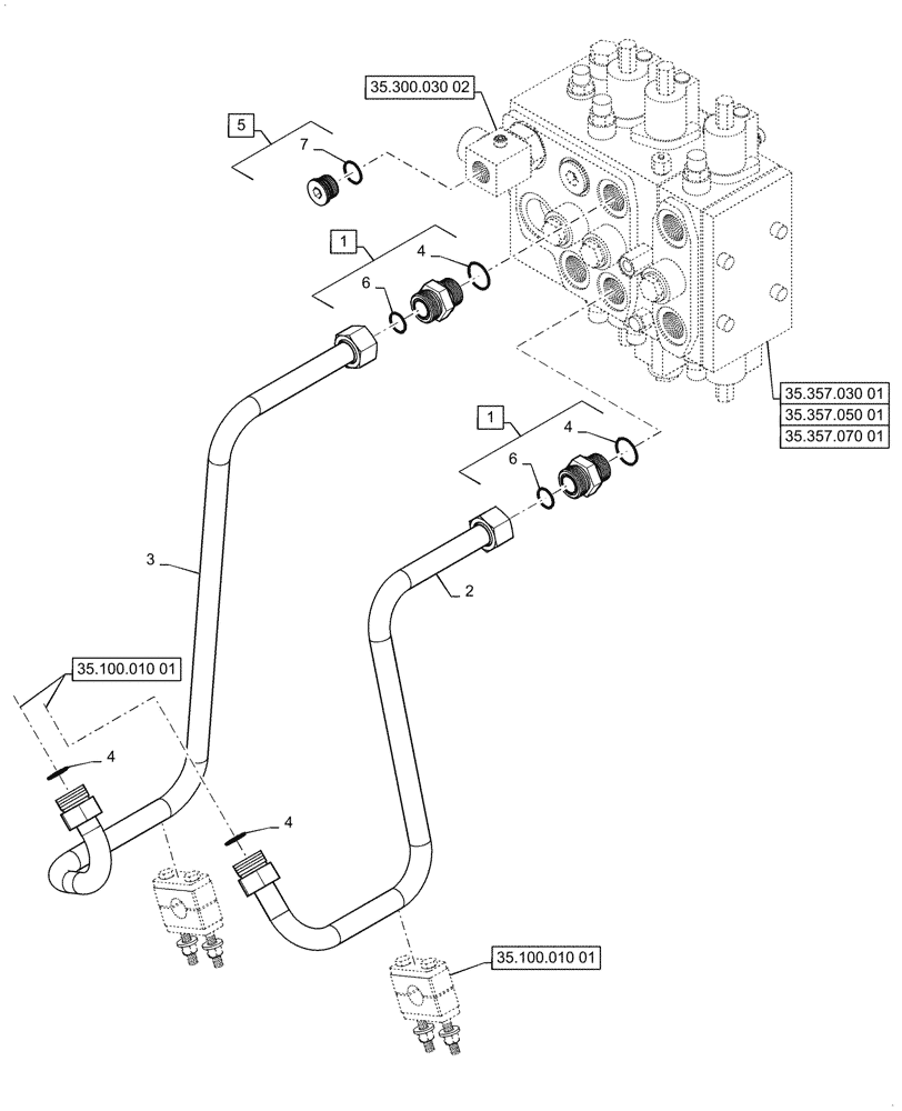 Схема запчастей Case 721F - (35.723.AB) - NON-RIDE CONTROL VALVE INSTALLATION XR / Z-BAR (35) - HYDRAULIC SYSTEMS