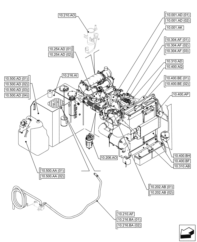 Схема запчастей Case CX300D LC - (10.000.00) - SECTION INDEX - ENGINE (10) - ENGINE