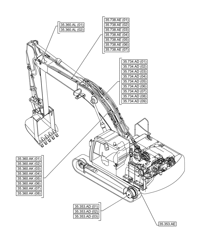 Схема запчастей Case CX300D LC - (35.000.00[02]) - SECTION INDEX - HYDRAULIC SYSTEMS (35) - HYDRAULIC SYSTEMS