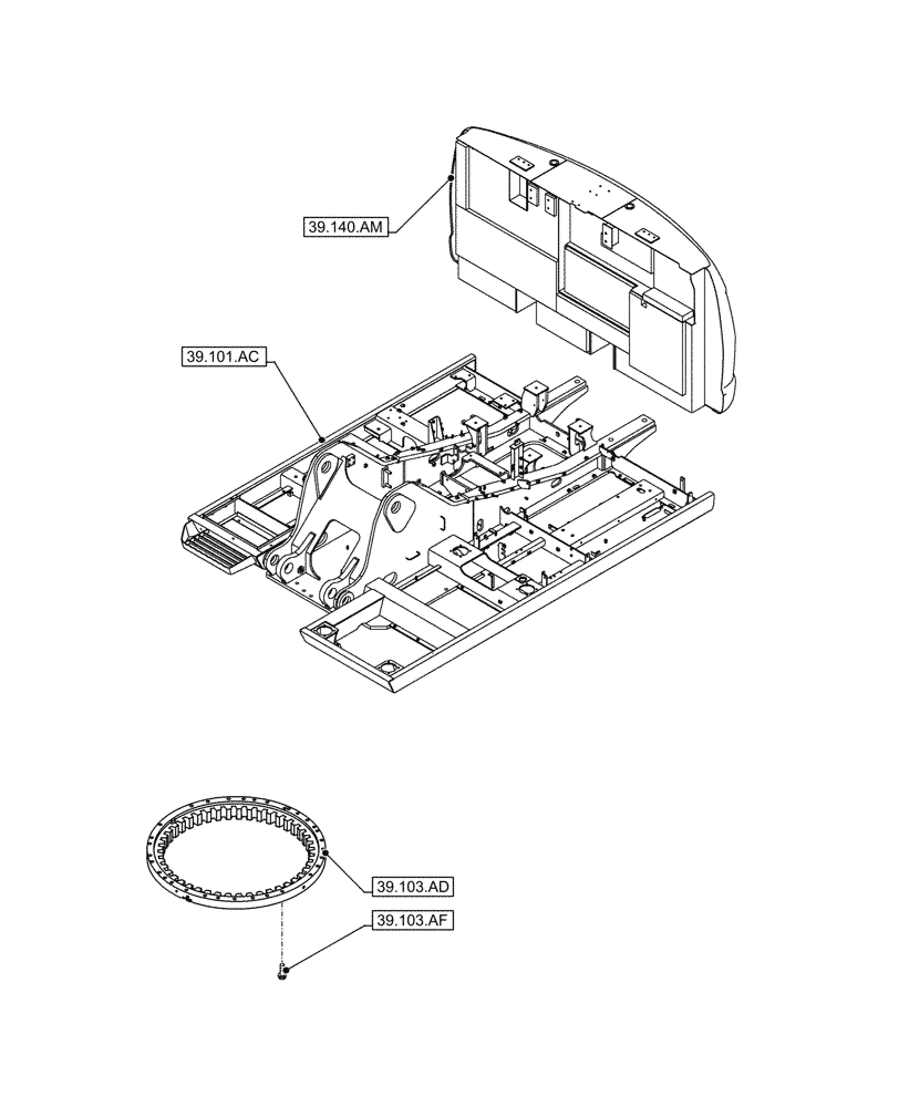 Схема запчастей Case CX300D LC - (39.000.00) - SECTION INDEX - FRAMES AND BALLASTING (39) - FRAMES AND BALLASTING