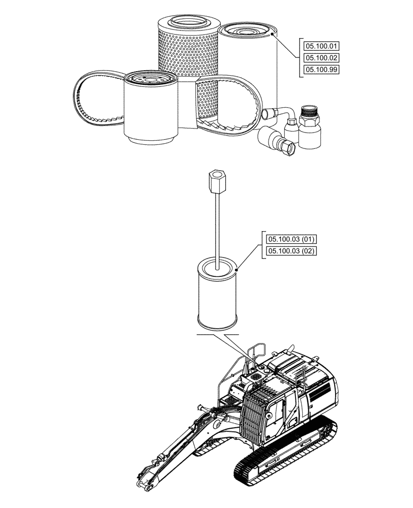 Схема запчастей Case CX300D LC - (00.000.05[02]) - PICTORIAL INDEX - MACHINE COMPLETION AND EQUIPMENT (00) - GENERAL & PICTORIAL INDEX