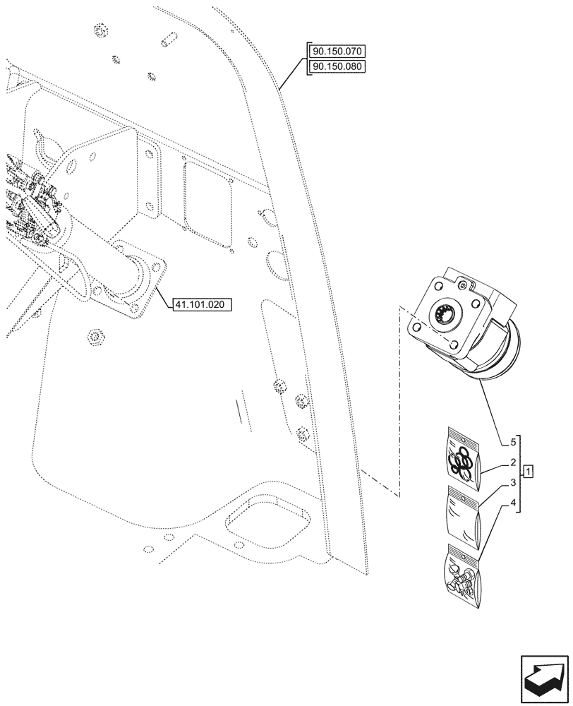 Схема запчастей Case 580N EP - (41.206.030) - POWER STEERING PUMP (41) - STEERING