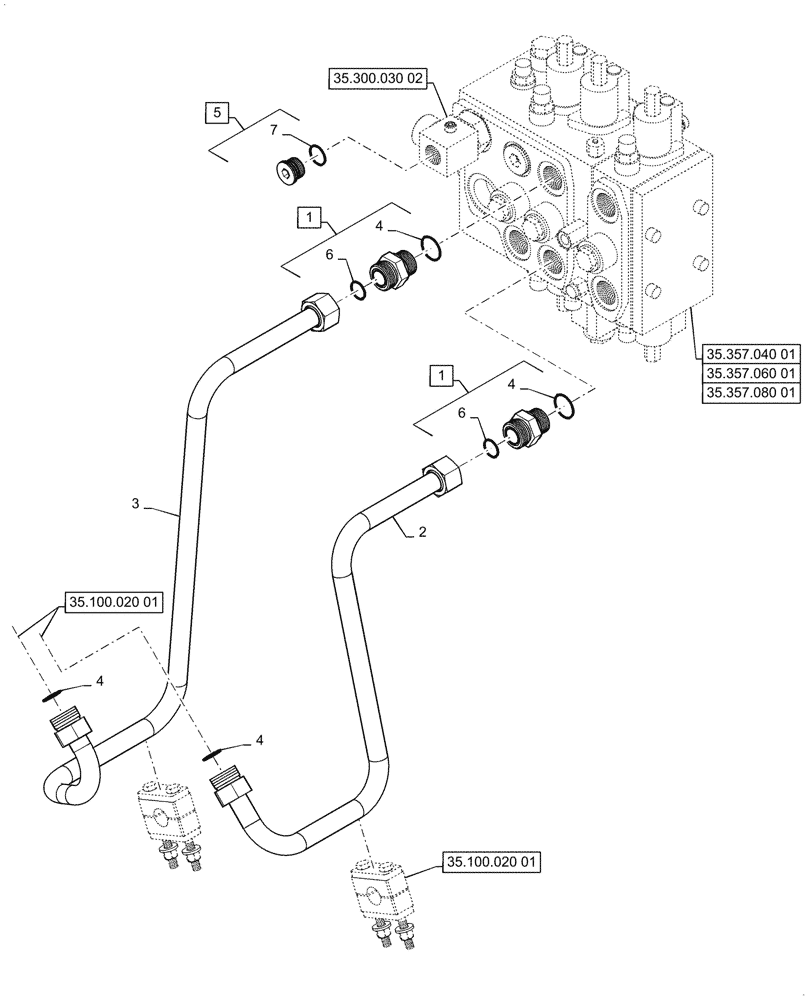 Схема запчастей Case 721G - (35.723.010[01]) - VAR - 782503 - NON-RIDE CONTROL VALVE INSTALLATION - XT / TC (35) - HYDRAULIC SYSTEMS
