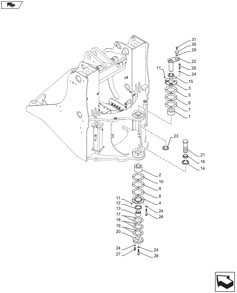 Схема запчастей Case 921G - (39.100.010) - ARTICULATED JOINT ASSEMBLY (39) - FRAMES AND BALLASTING