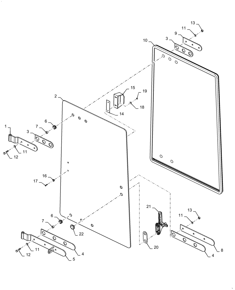 Схема запчастей Case 721G - (90.156.020[01]) - VAR - 734065 - RIGHT SIDE WINDOW ASSEMBLY (90) - PLATFORM, CAB, BODYWORK AND DECALS