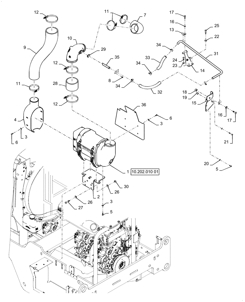 Схема запчастей Case 821G - (10.202.010) - AIR CLEANER INSTALLATION (10) - ENGINE