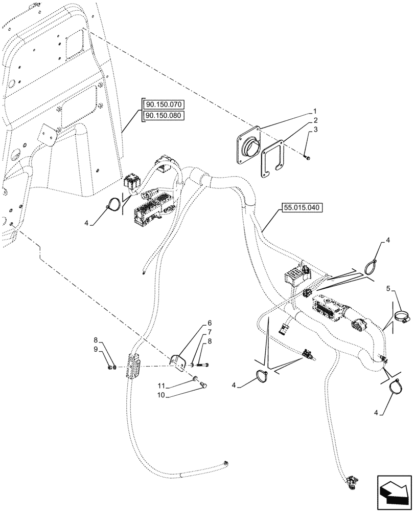 Схема запчастей Case 580N EP - (55.015.050) - ENGINE, WIRE HARNESS (55) - ELECTRICAL SYSTEMS
