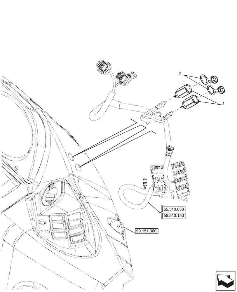 Схема запчастей Case 580N - (55.510.010) - AUXILIARY POWER OUTLET, 12V (55) - ELECTRICAL SYSTEMS