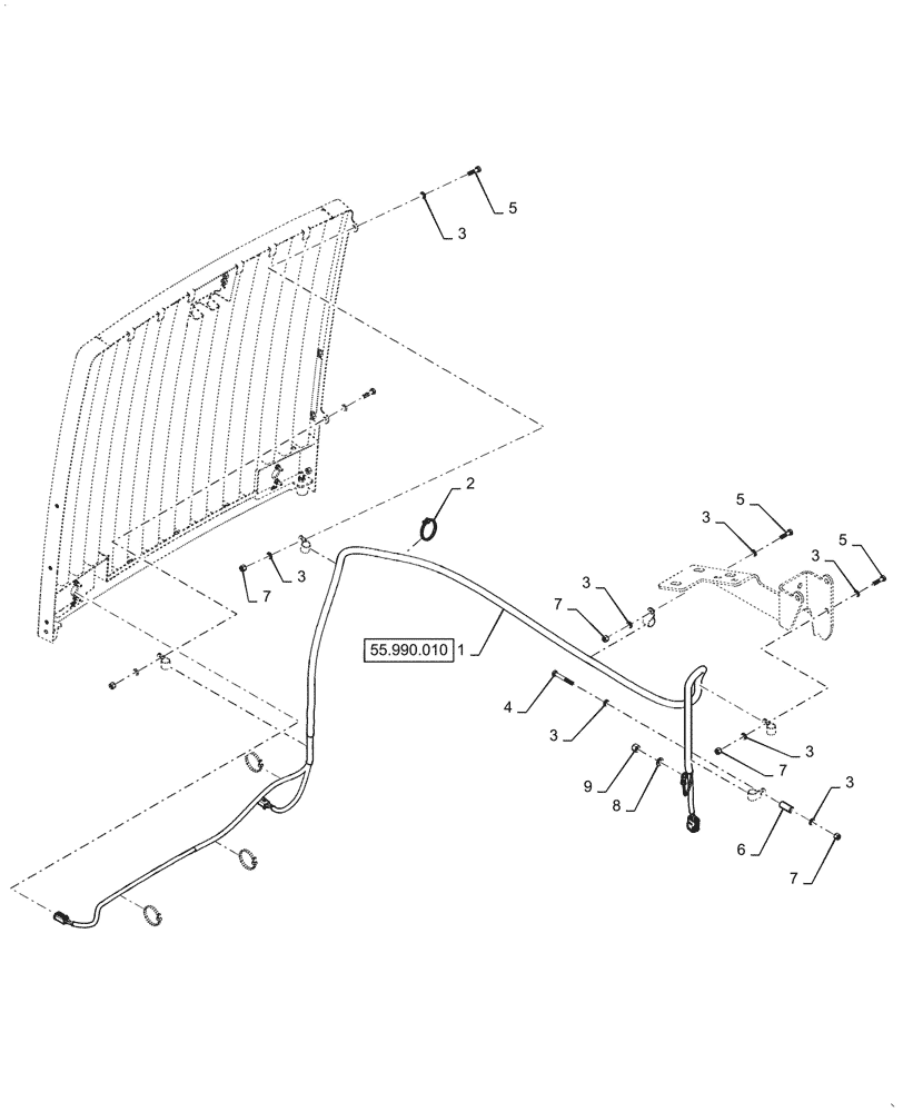 Схема запчастей Case 921G - (55.990.010[01]) - HOOD HARNESS INSTALLATION (55) - ELECTRICAL SYSTEMS