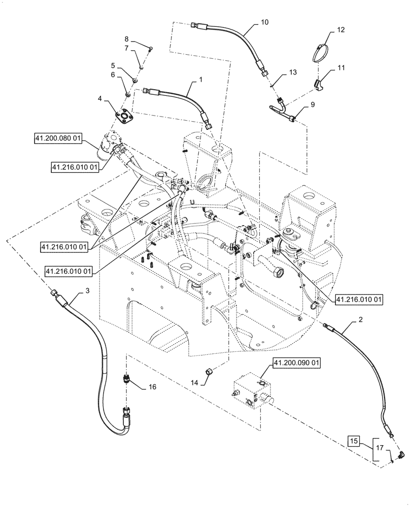 Схема запчастей Case 821G - (41.200.020[01]) - VAR - 782441 - STANDARD STEERING - W/O JOYSTICK (41) - STEERING