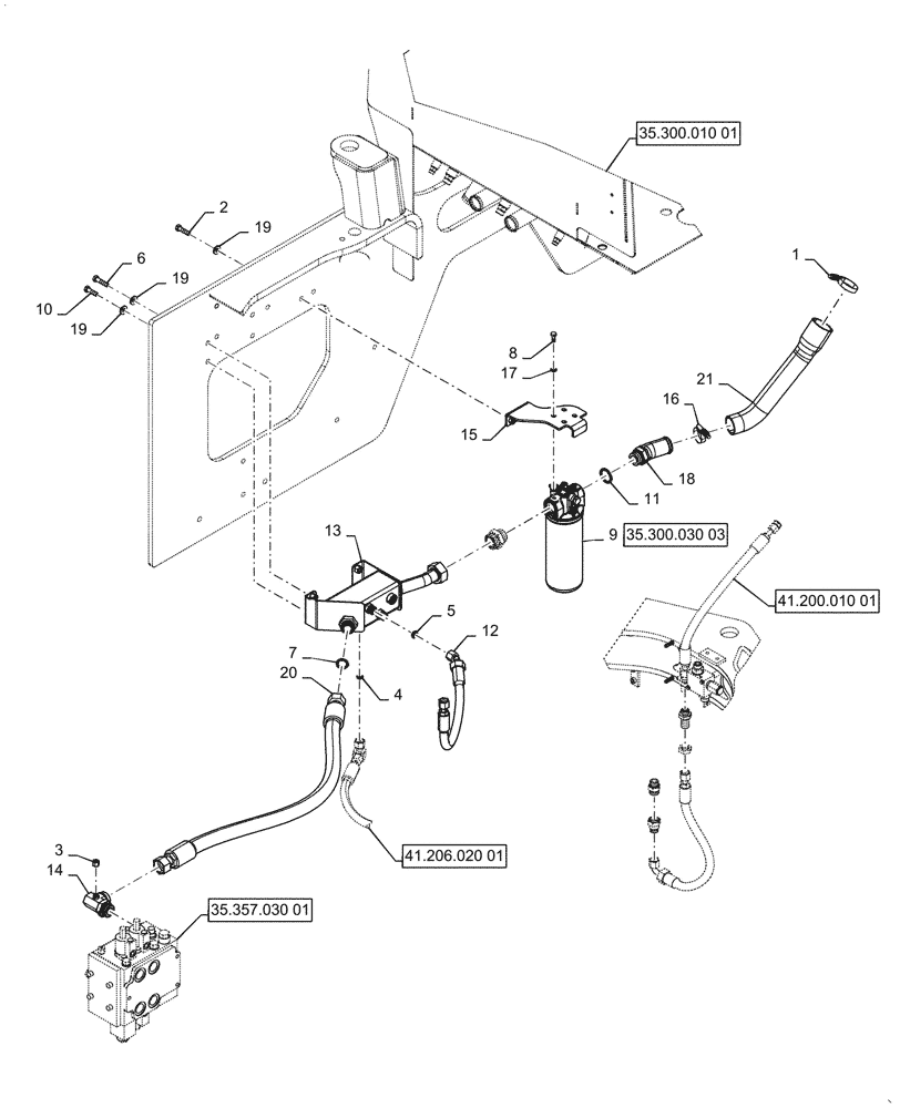 Схема запчастей Case 721G - (35.300.030[02]) - HYDRAULIC RESERVOIR RETURN LINE (35) - HYDRAULIC SYSTEMS