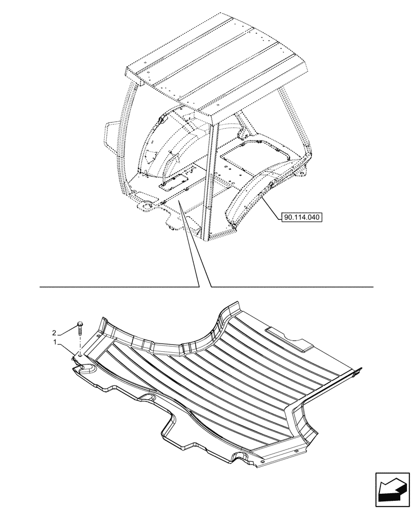 Схема запчастей Case 580SN WT - (90.110.020) - VAR - 423000 - CANOPY, FLOOR MAT (90) - PLATFORM, CAB, BODYWORK AND DECALS