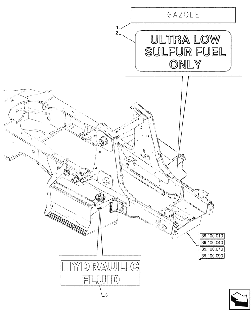 Схема запчастей Case 580SN WT - (90.108.095) - VAR - 747882, 747883 - WARNING DECAL (90) - PLATFORM, CAB, BODYWORK AND DECALS
