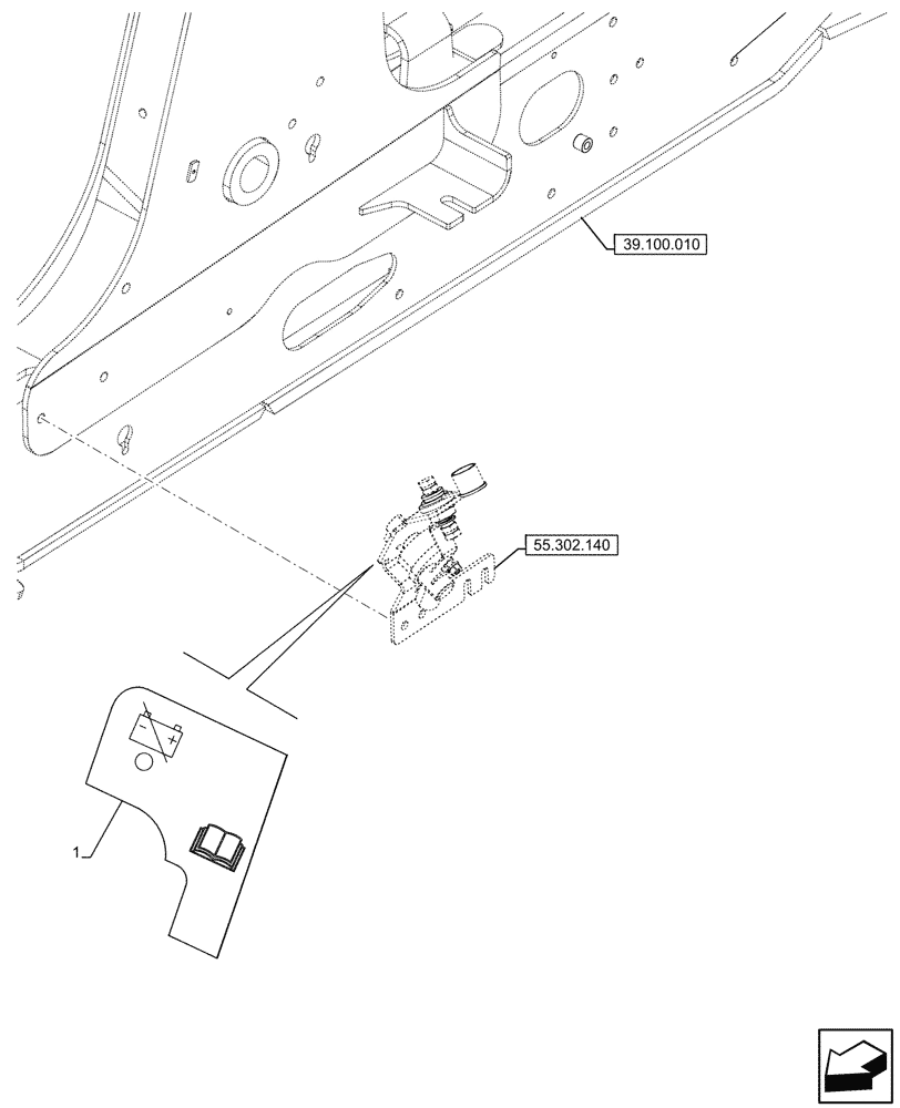 Схема запчастей Case 580SN WT - (90.108.305) - VAR - 747874 - WARNING DECAL, BATTERY CUT-OUT (90) - PLATFORM, CAB, BODYWORK AND DECALS