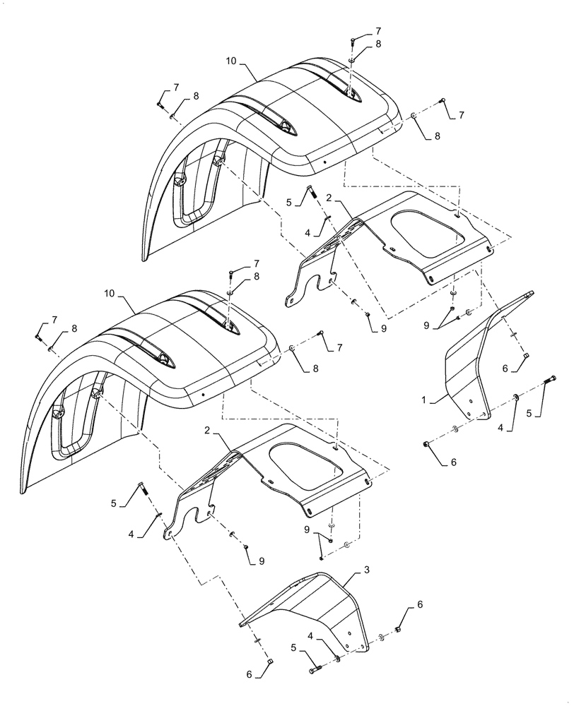 Схема запчастей Case 821G - (90.116.020[02]) - FRONT FENDER, WIDE (90) - PLATFORM, CAB, BODYWORK AND DECALS