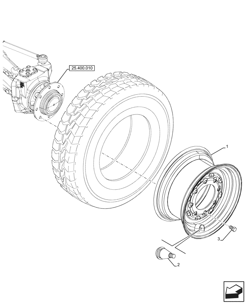 Схема запчастей Case 580SN - (44.511.080) - VAR - 9200011 - FRONT, WHEEL (8LX16), 2WD (44) - WHEELS