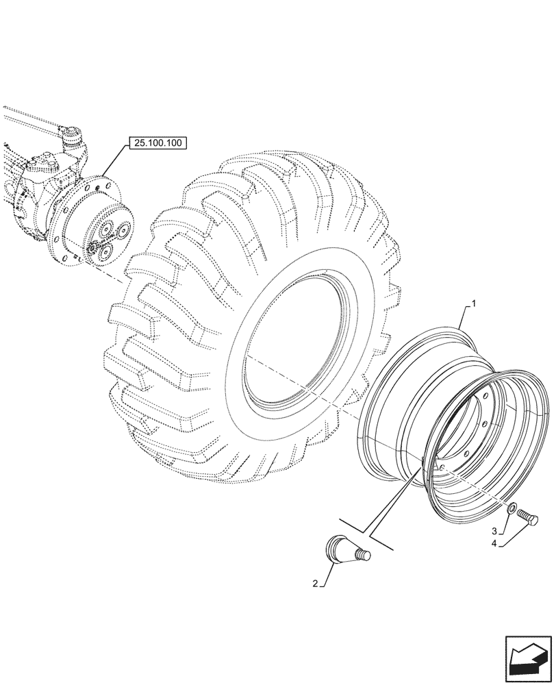 Схема запчастей Case 580SN WT - (44.511.070) - VAR - 9200024 - FRONT, WHEEL (11X18), 4WD (44) - WHEELS
