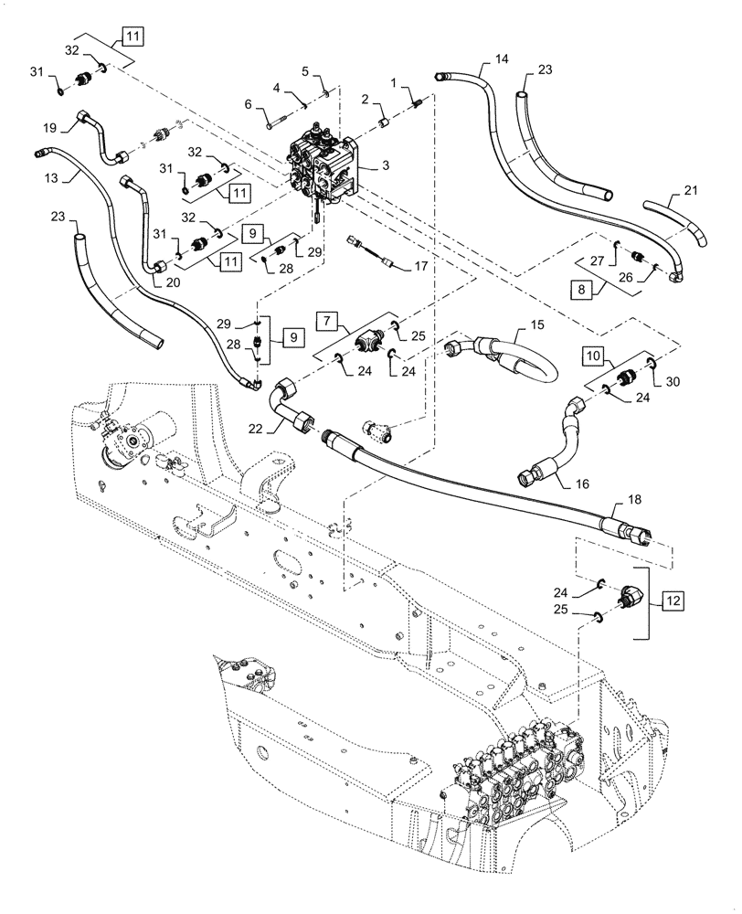 Схема запчастей Case 590SN - (35.701.07[01]) - HYDRAULICS - VALVE, LOADER CONTROL (2 SPOOL) (580SN, 580SN WT, 590SN) (35) - HYDRAULIC SYSTEMS