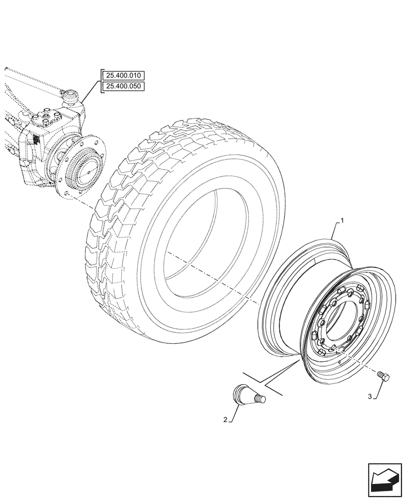 Схема запчастей Case 580SN - (44.511.010) - VAR - 8101110 - FRONT, WHEEL (8LX16), 2WD (44) - WHEELS