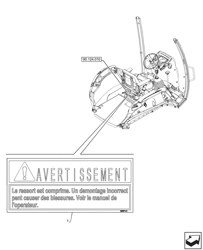 Схема запчастей Case 580SN WT - (90.108.235) - VAR - 747882, 747883 - WARNING DECAL, SEAT (90) - PLATFORM, CAB, BODYWORK AND DECALS