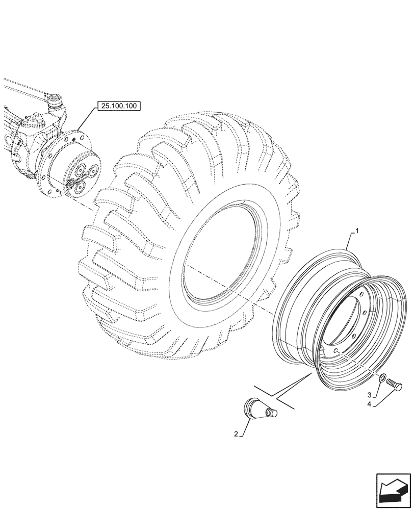 Схема запчастей Case 580SN WT - (44.511.040) - VAR - 9200015 - FRONT, WHEEL (9X18), 4WD (44) - WHEELS