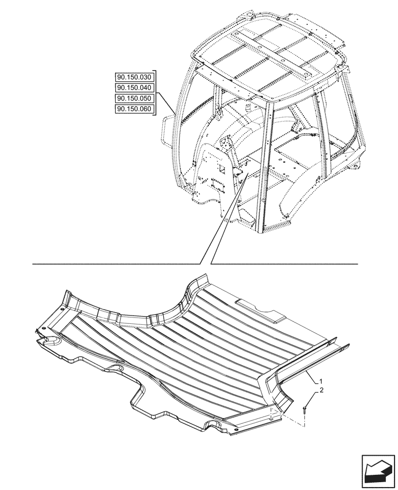 Схема запчастей Case 580N EP - (90.160.140) - VAR - 747853, 747854, 747855 - CAB, FLOOR MAT (90) - PLATFORM, CAB, BODYWORK AND DECALS