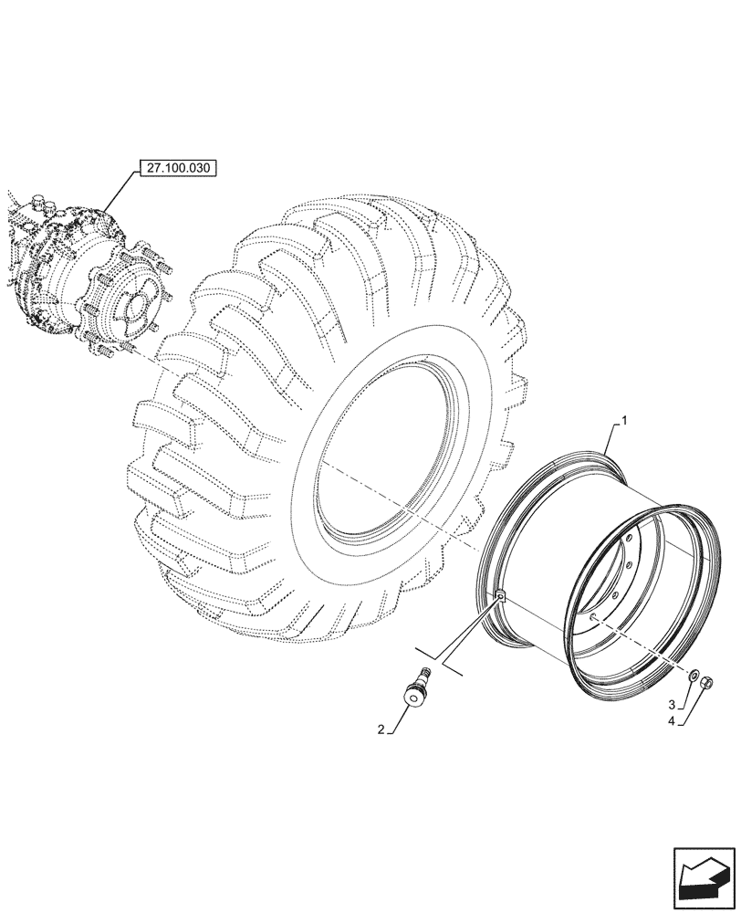 Схема запчастей Case 580SN - (44.520.020) - VAR - 8401130, 8401150 - REAR, WHEEL (W15LX24) (44) - WHEELS