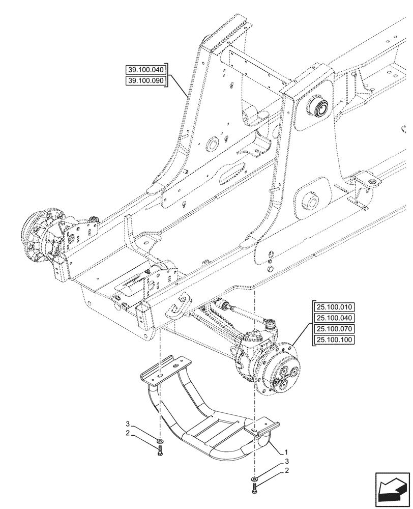 Схема запчастей Case 580N - (23.314.080) - VAR - 745136 - FRONT, DRIVE SHAFT, GUARD, 4WD (23) - FOUR WHEEL DRIVE SYSTEM