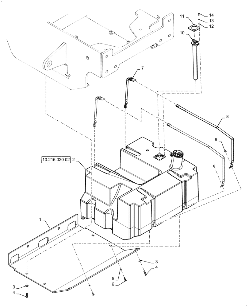 Схема запчастей Case 921G - (10.216.020) - FUEL TANK INSTALLATION (10) - ENGINE