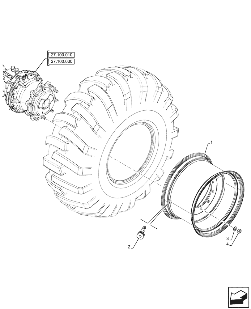 Схема запчастей Case 580SN - (44.520.020) - VAR - 8401130, 8401150 - REAR, WHEEL (W15LX24) (44) - WHEELS