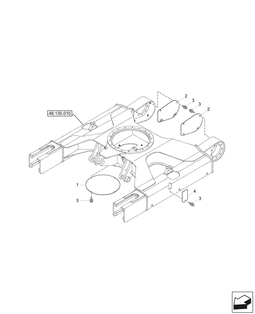 Схема запчастей Case CX26C - (48.130.020) - FRAME, LOWER, COVERS (48) - TRACKS & TRACK SUSPENSION