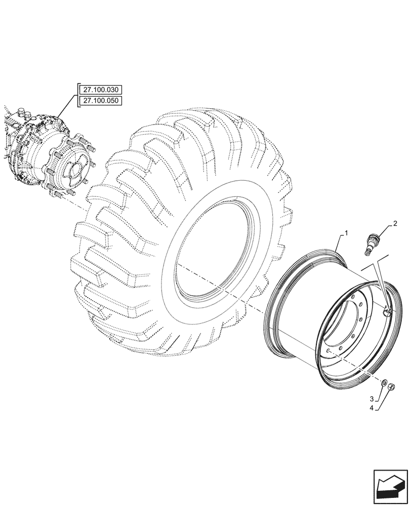 Схема запчастей Case 580SN - (44.520.010) - VAR - 8401120, 8401140, 9300014 - REAR, WHEEL (W16LX24) (44) - WHEELS