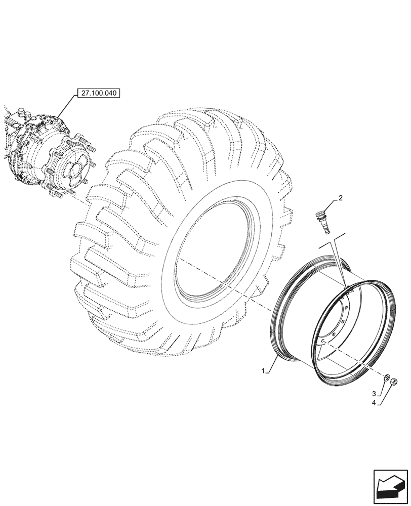Схема запчастей Case 580SN - (44.520.060) - VAR - 9300010 - REAR, WHEEL (W15LX28) (44) - WHEELS
