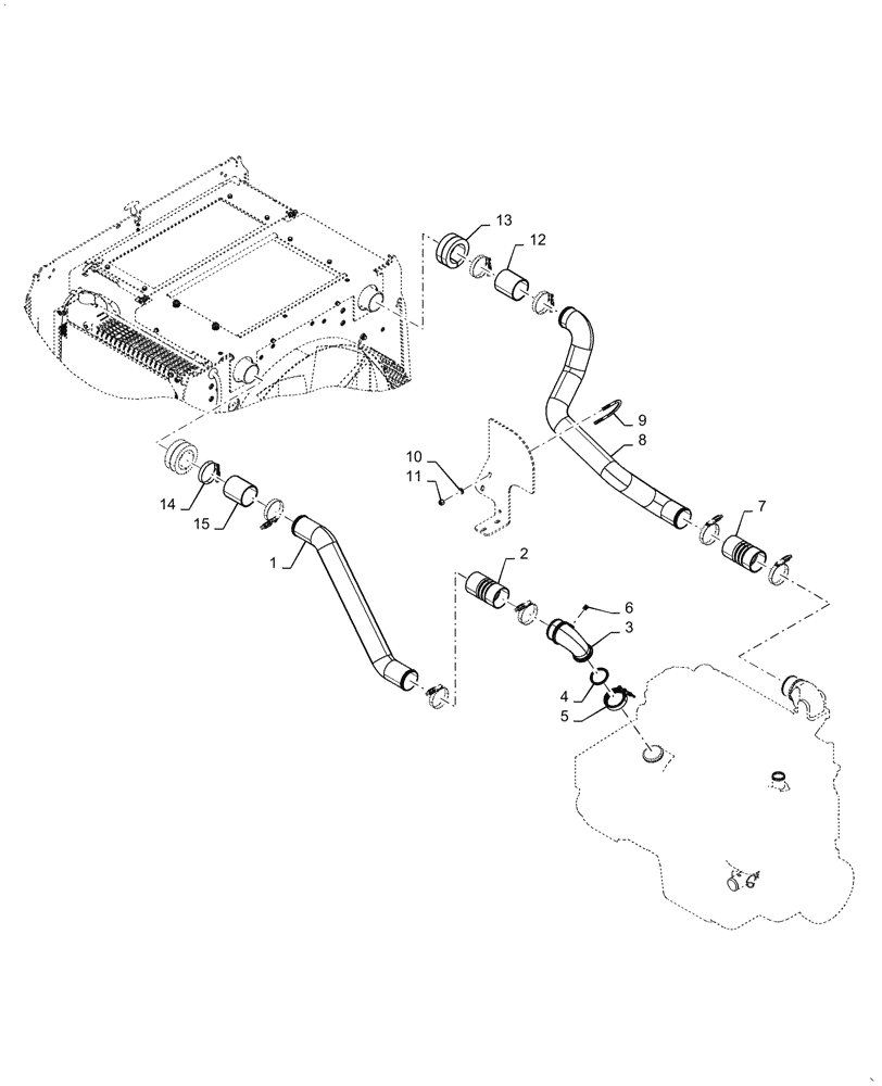 Схема запчастей Case 921G - (10.400.010[02]) - COOLING SYSTEM LINE INSTALLATION (10) - ENGINE