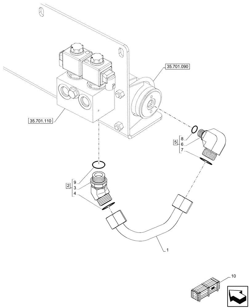 Схема запчастей Case 580N - (35.701.100) - VAR - 747873 - RIDE CONTROL, ACCUMULATOR, HYDRAULIC LINE (35) - HYDRAULIC SYSTEMS