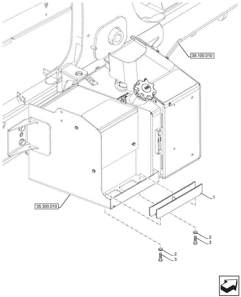Схема запчастей Case 580SN WT - (90.118.020) - TANK STEP W/O TOOL BOX (90) - PLATFORM, CAB, BODYWORK AND DECALS