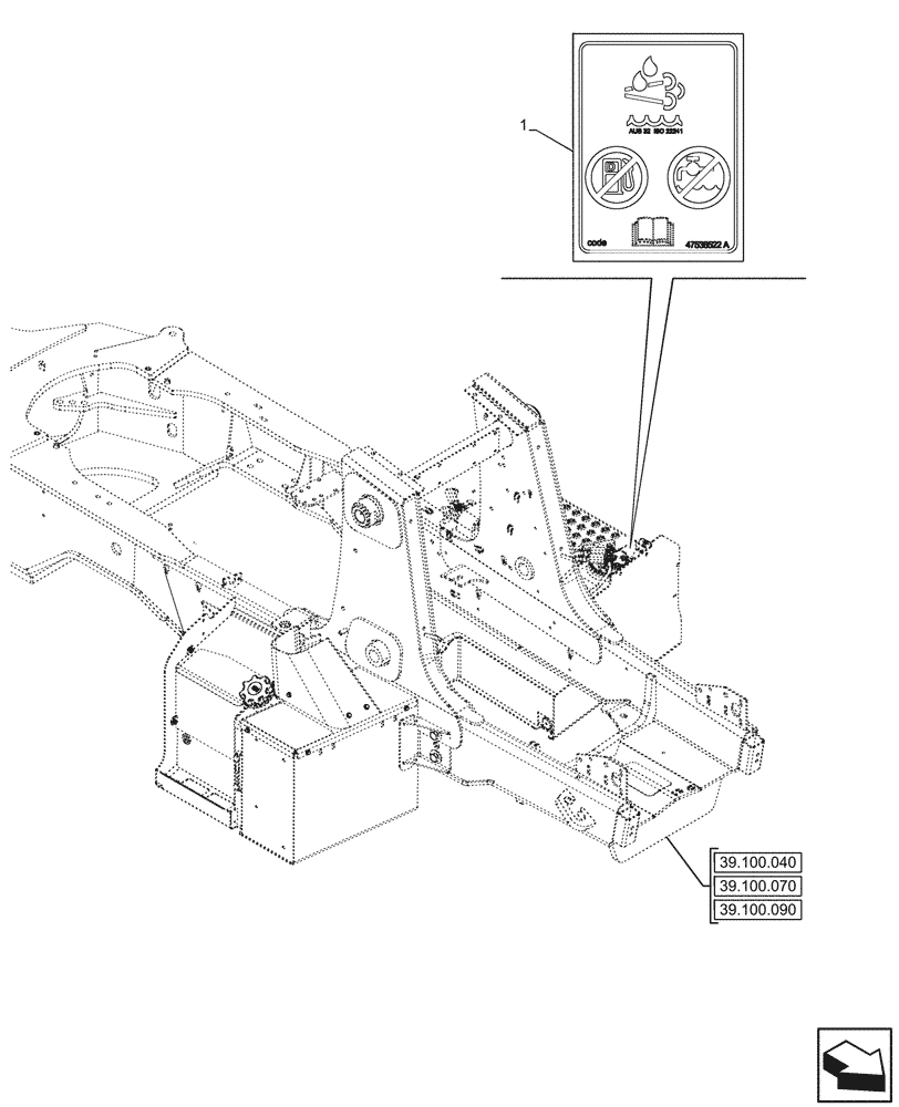 Схема запчастей Case 580SN WT - (90.108.180) - VAR - 747882, 747883 - WARNING DECAL (90) - PLATFORM, CAB, BODYWORK AND DECALS