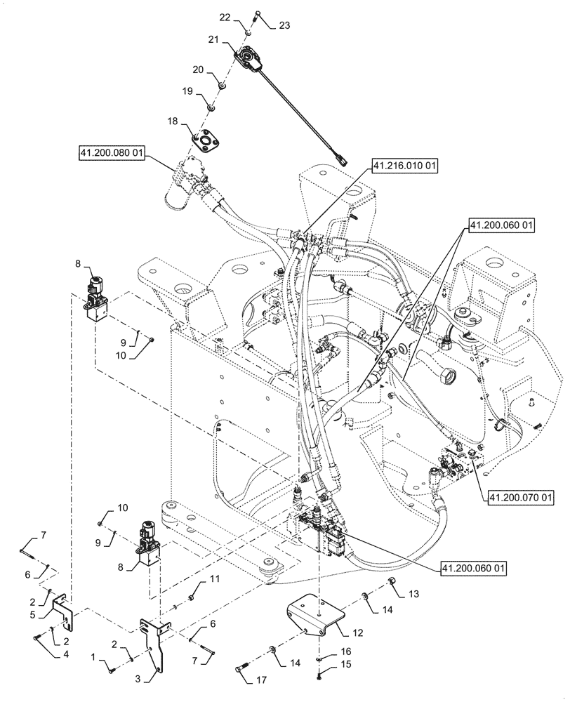 Схема запчастей Case 821G - (41.200.060[02]) - VAR - 482913 - STANDARD, STEERING - EH W/ JOYSTICK (41) - STEERING