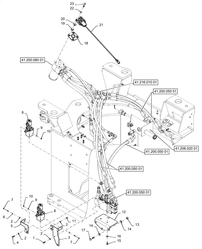 Схема запчастей Case 921G - (41.200.050[02]) - VAR - 482930 - STANDARD , STEERING - W/ JOYSTICK (41) - STEERING