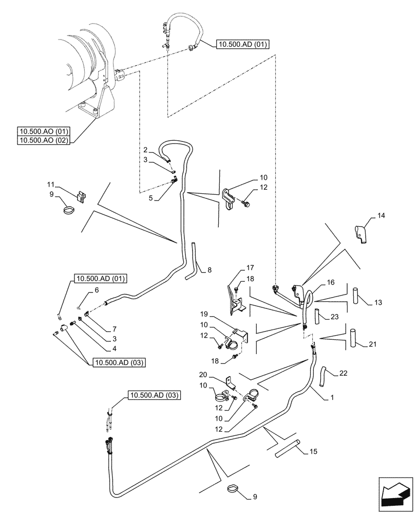 Схема запчастей Case CX350D LC - (10.500.AD[05]) - DEF/ADBLUE™ LINES - ASN NGS7P1155 (10) - ENGINE